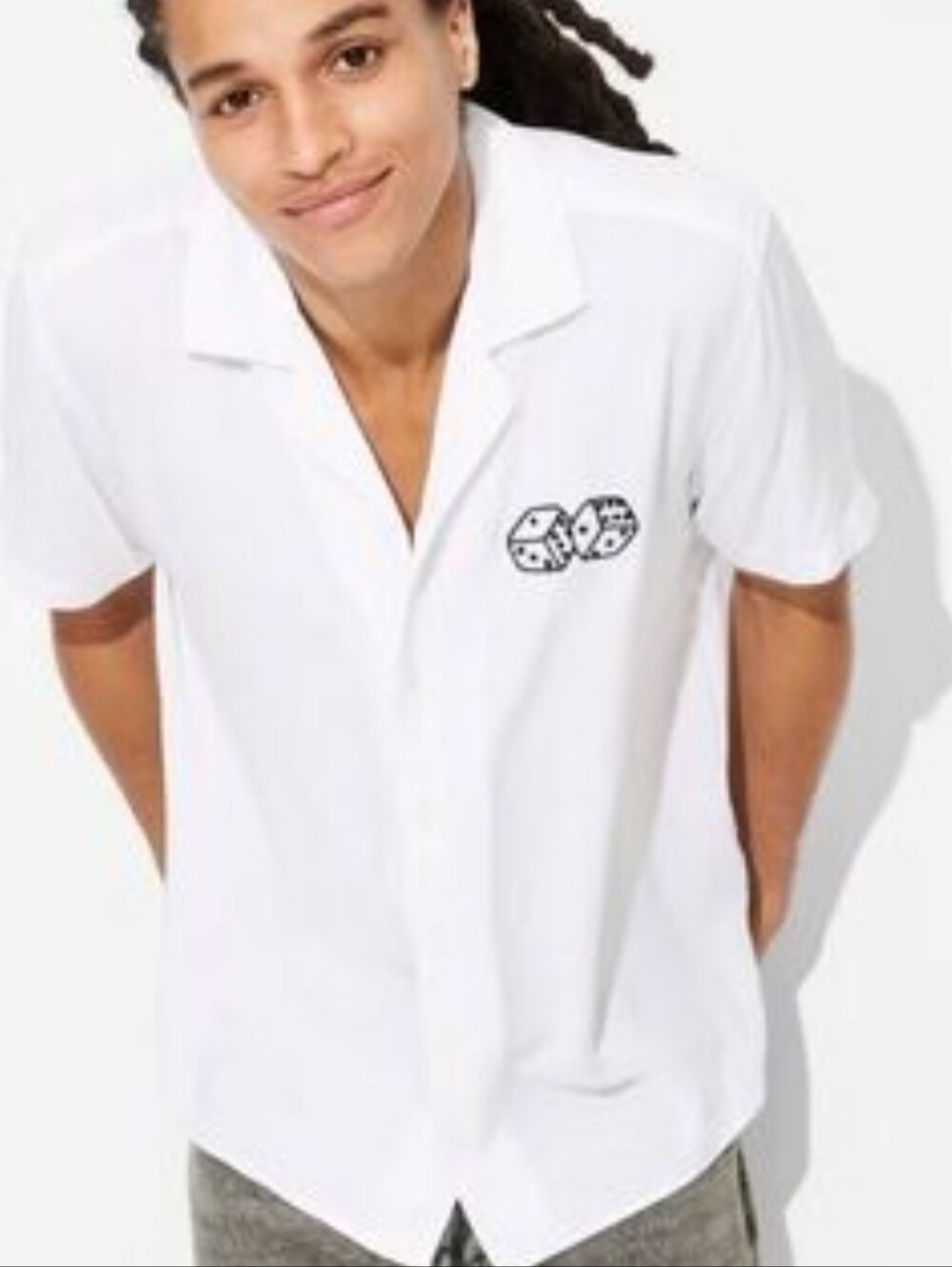 NWT Original Use-short-sleeve button-down camp collar shirt With Embr Black Dice